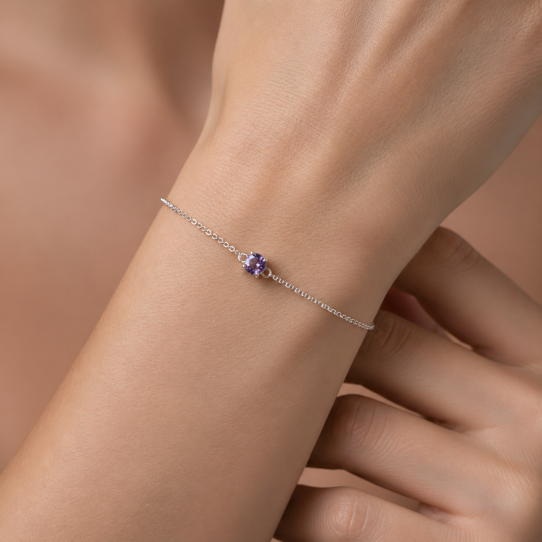 Sterling Silver Amethyst Bracelet February Birthstone