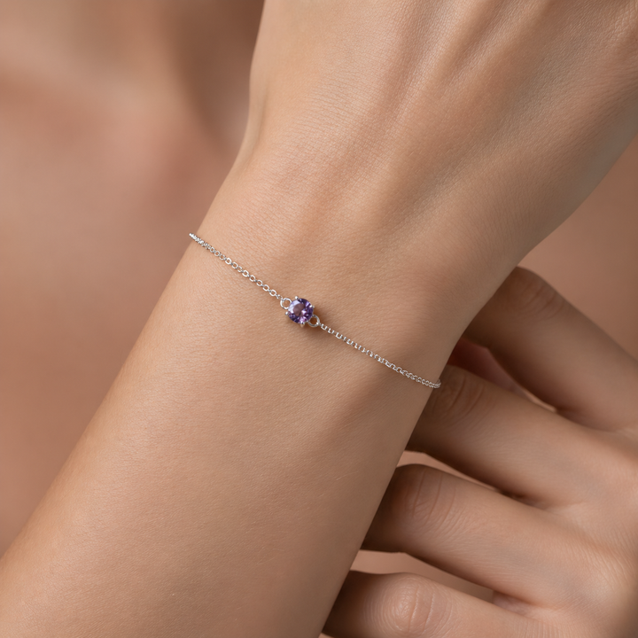 Sterling Silver Amethyst Bracelet February Birthstone