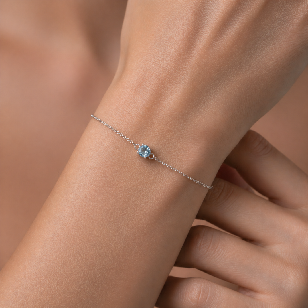 Sterling Silver Blue Topaz Bracelet November Birthstone