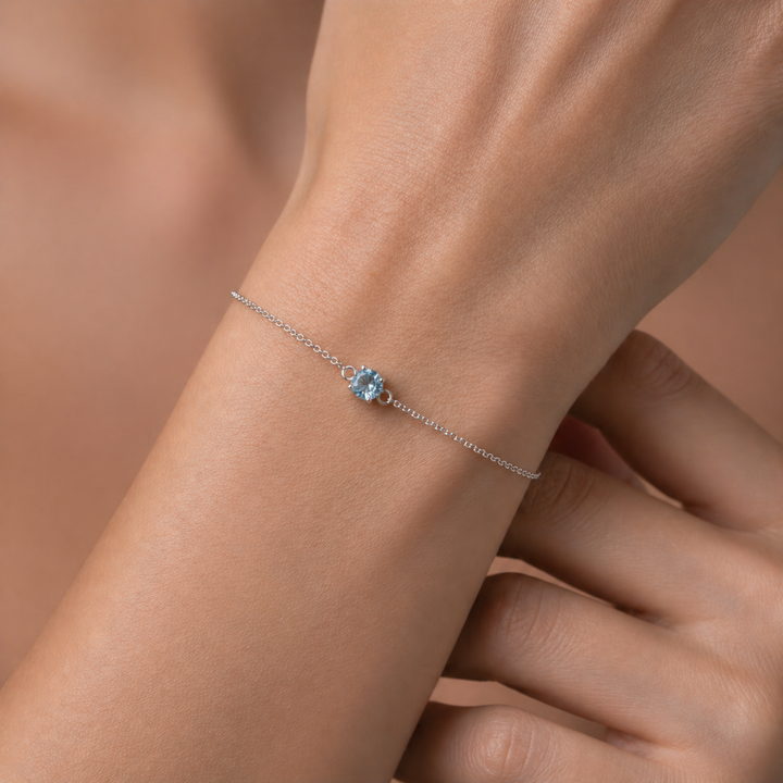 Sterling Silver Blue Topaz Bracelet November Birthstone