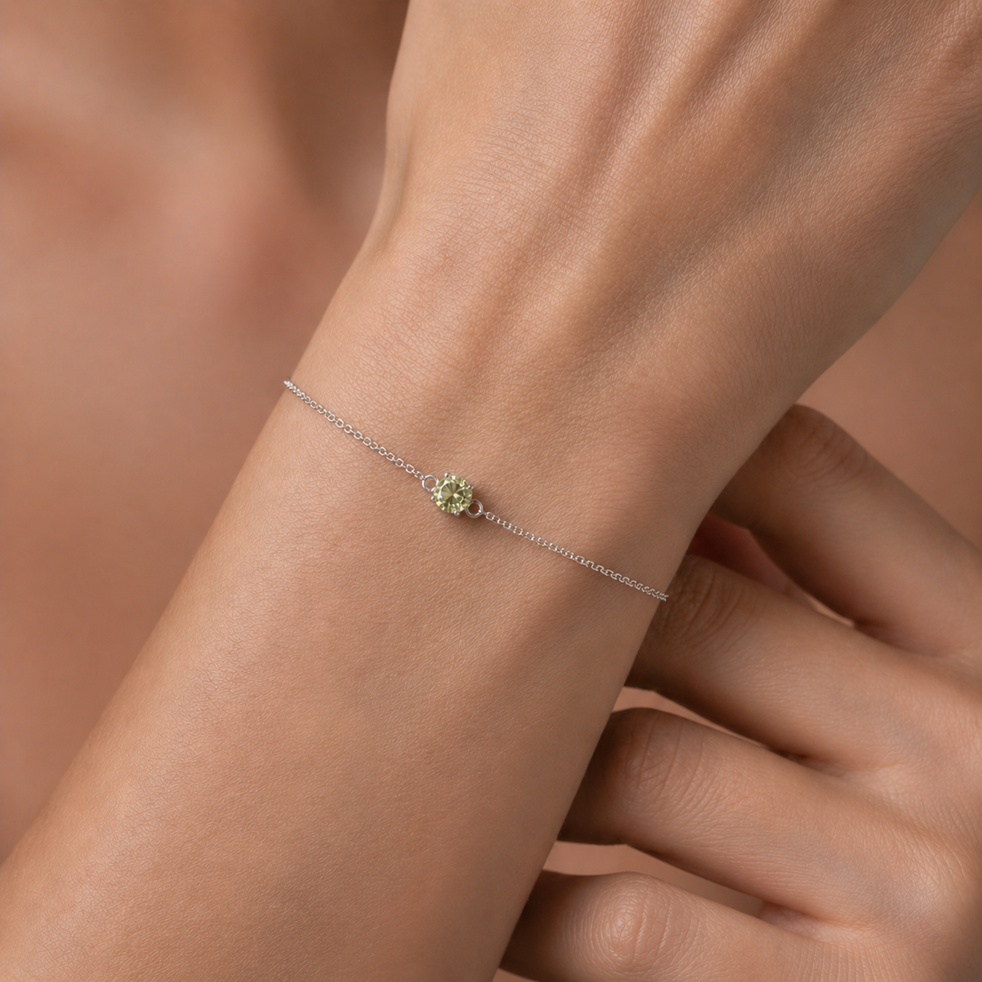 Sterling Silver Peridot Bracelet August Birthstone