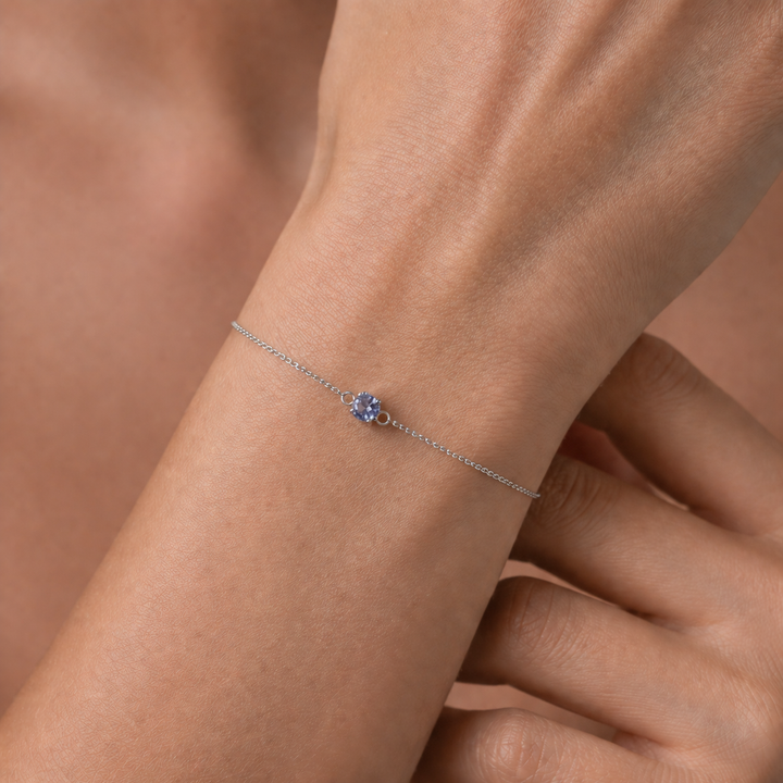 Sterling Silver Created Tanzanite Bracelet December Birthstone