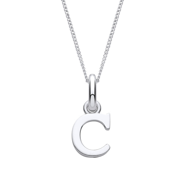 Sterling Silver Letter C with a 1mm Sterling Silver Curb Chain