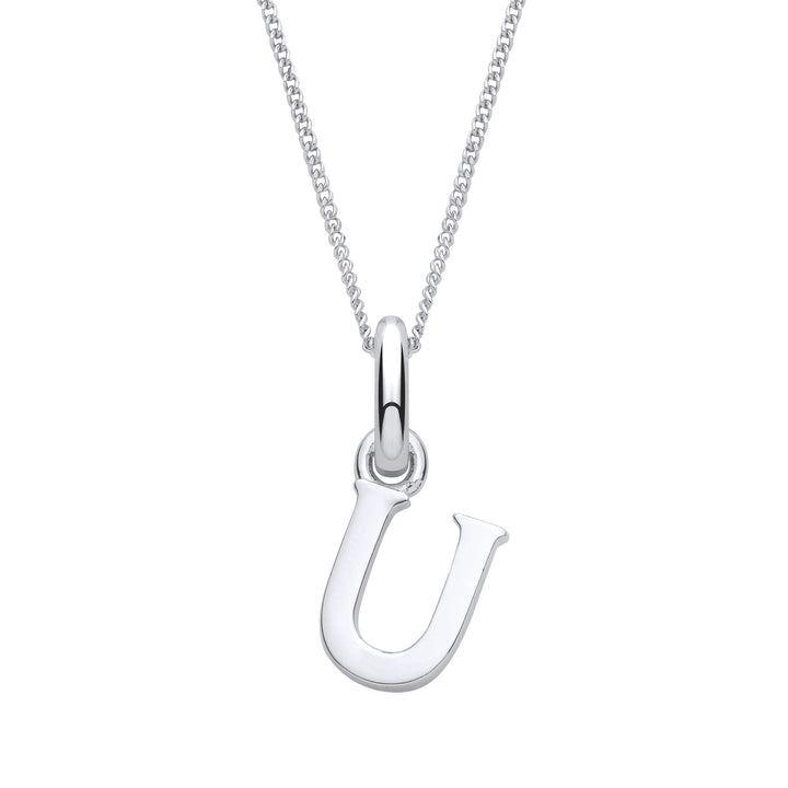 Sterling Silver Letter U with a 1mm Sterling Silver Curb Chain