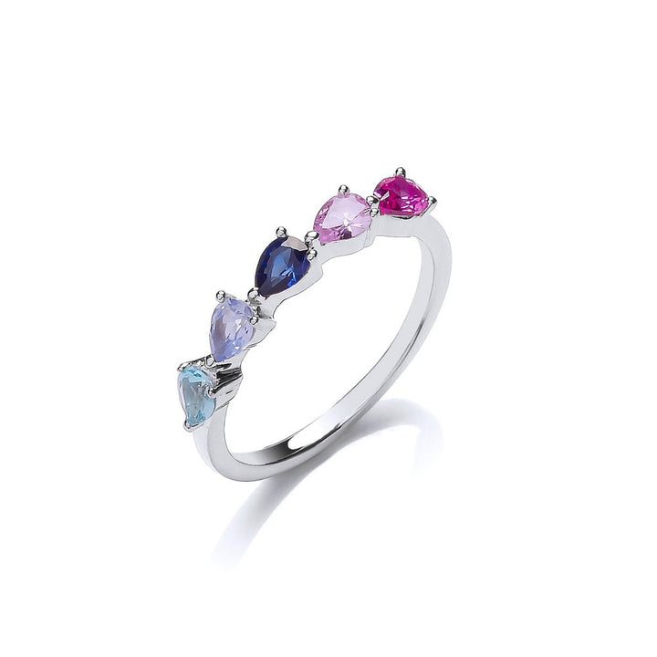 Sterling Silver Pink & Blue Half Eternity Ring