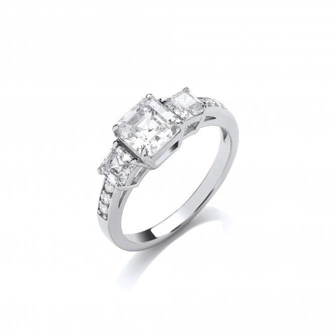 Sterling Silver Asscher Cut Trio Ring