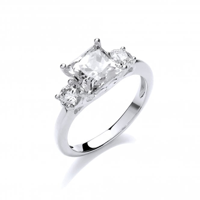 Sterling Silver Claw Set Solitaire Meghan Trilogy Ring Created with Swarovski Zirconia