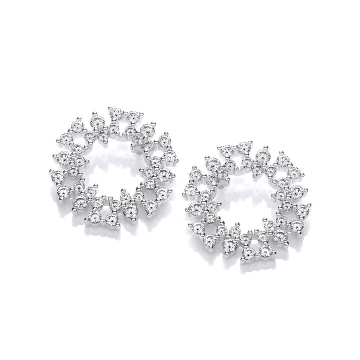 Sterling Silver Blue Princess Cut Stud Earrings