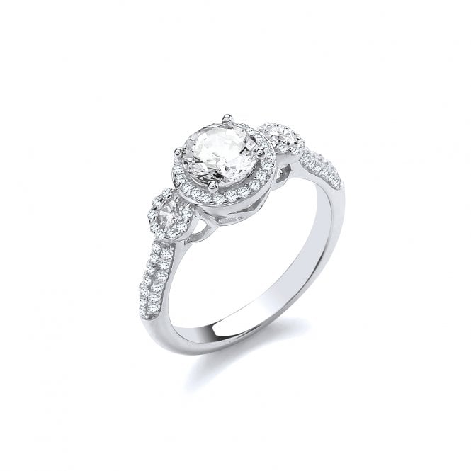 Sterling Silver Vintage Trio Ring Created with Swarovski Zirconia